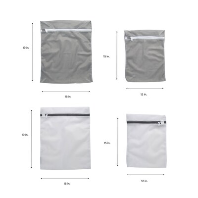 Laundry 360 Active Wear Wash BagSet, Gray/White, 4 Bags/Pack (W-82470)