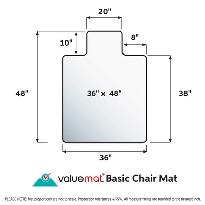 Floortex Valuemat Basic Vinyl Hard Floor Chair Mat with Lip, 36" x 48", Clear (NRCMFLVS0036)