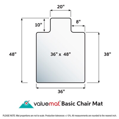 Floortex Valuemat Basic Vinyl Hard Floor Chair Mat with Lip, 36" x 48", Clear (NRCMFLVS0036)