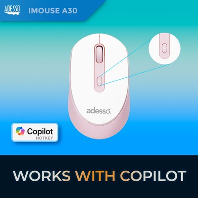 Adesso iMouse A30P Wireless Ambidextrous Optical Mouse, Pink (iMouse A30P)