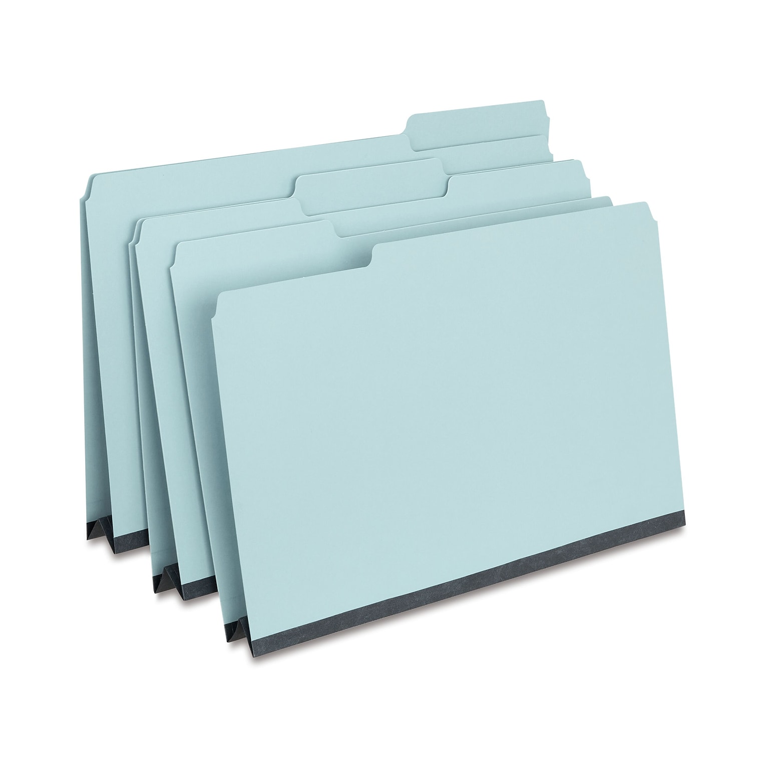 Quill Brand® Heavy-duty Pressboard File Folders, Assorted Tabs, 1/3 Cut , 2 Gusset, Legal Size, Blue, 25/Box (761522R)