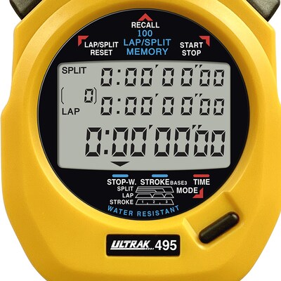 ULTRAK 495 100 Memory Stopwatch, Yellow (CEI495YEL)