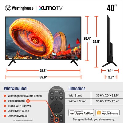 Westinghouse FX Series 40" FHD 1080p LED Smart Xumo TV, Black (WX40FX2800)