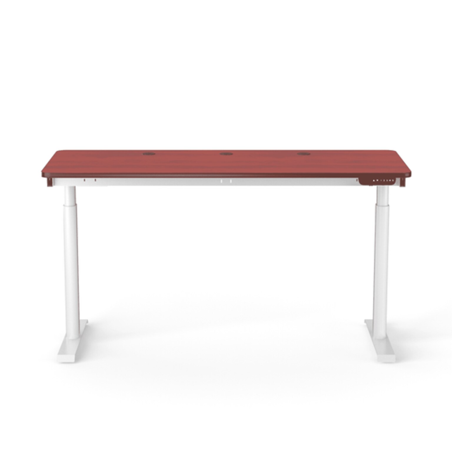VersaDesk PowerLift 60W Electric Rectangular Adjustable Standing Desk, Cherry/White (PLSDR6024-WC-APP)