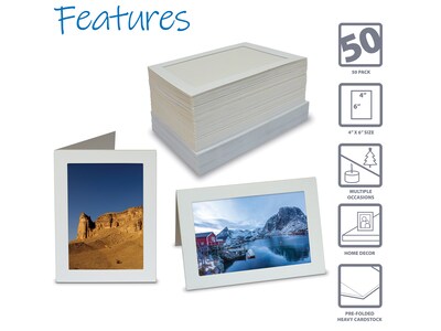 Better Office Photo Frame Note Cards with Envelopes, 4.75" x 6.8", White, 50/Pack (64600-50PK)