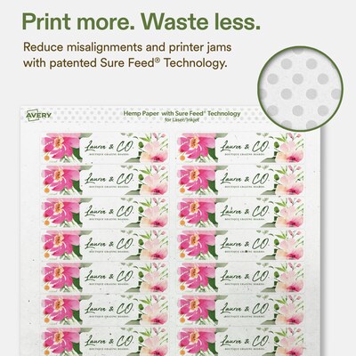 Avery Hemp Rectangle Laser/Inkjet Multipurpose Labels, 1" x 4", Off-White (1600/Box)