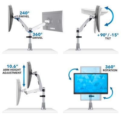 Mount-It! Modular Desk Mount Adjustable Monitor Mount, Up to 27" Monitors, Gray/Silver (MI-34111)