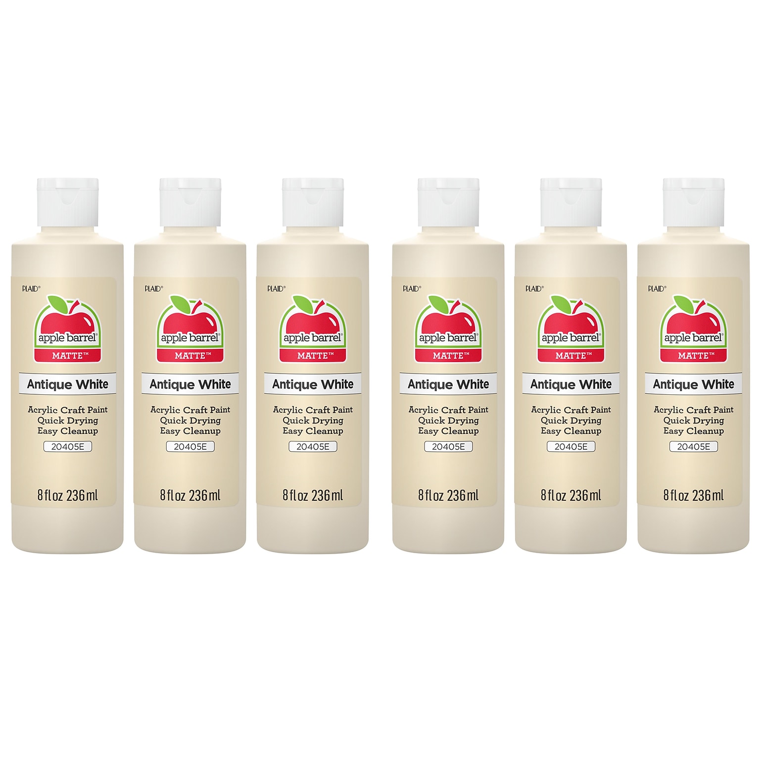 Apple Barrel Acrylic Paint Matte, 8oz., Antique White, 6/Pack (APP20405E-6)