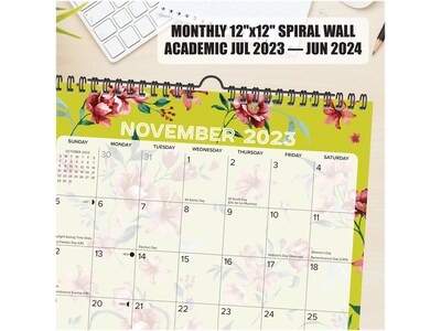 2023-2024 Willow Creek Modern Floral 12 x 12 Academic Monthly Wall Calendar (38345)