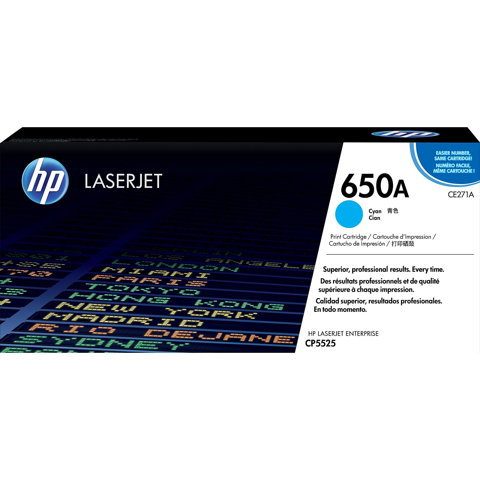 HP 650A Cyan Standard Yield Toner Cartridge, Prints Up to 15,000 Pages (CE271A)