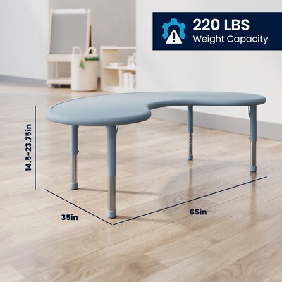 Flash Furniture Wren Half Moon Activity Table, 35" x 65", Height Adjustable, Dusty Blue (YUYCX042MOONDTB)