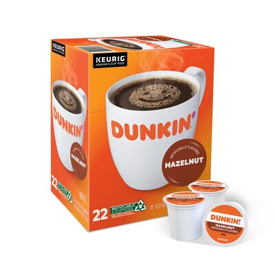 Dunkin' Hazelnut Coffee, Medium Roast, 0.37 oz. Keurig® K-Cup® Pods, 22/Box (400848)