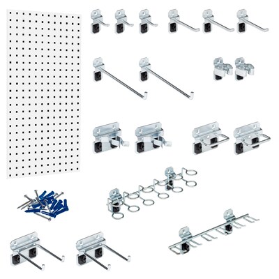 Triton Products LocBoard 18 x 36 x 9/16 Steel Square Hole Pegboard, 18 Assorted Hooks (LB18-1WH-KIT)