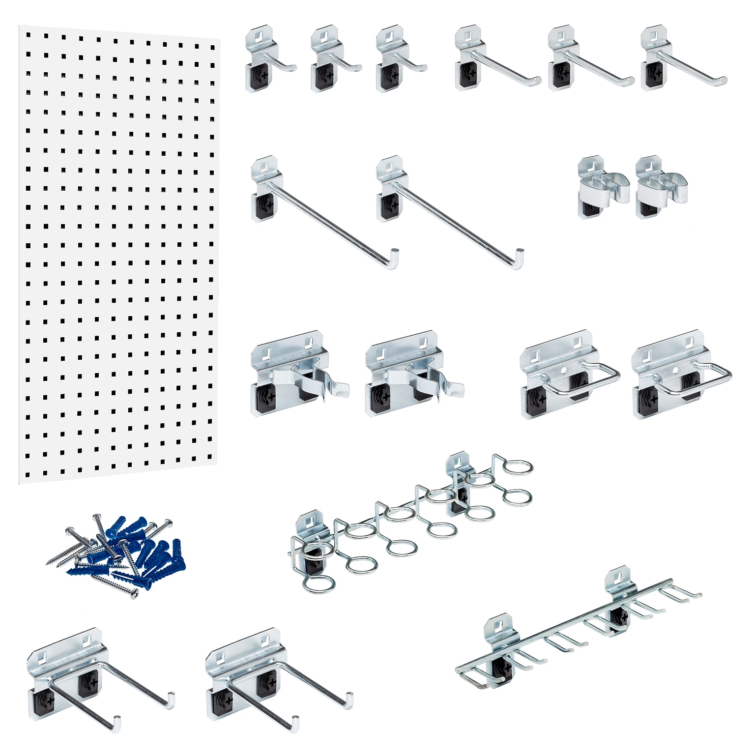 Triton Products LocBoard 18 x 36 x 9/16 Steel Square Hole Pegboard, 18 Assorted Hooks (LB18-1WH-KIT)