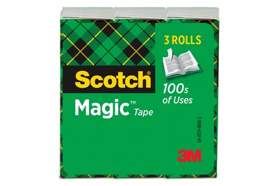 Scotch® Magic™ Invisible Tape Refill, 1 x 72 yds., 3 Rolls (810-72-3PK)