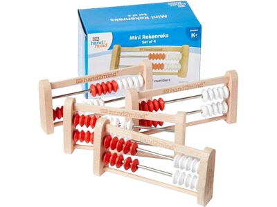 hand2mind Mini 20-bead Rekenrek, White/Red, 4/Set (86886)