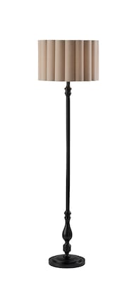 Adesso Claret 59.75H Black Floor Lamp with Off-White Fabric Shade (3274-01)