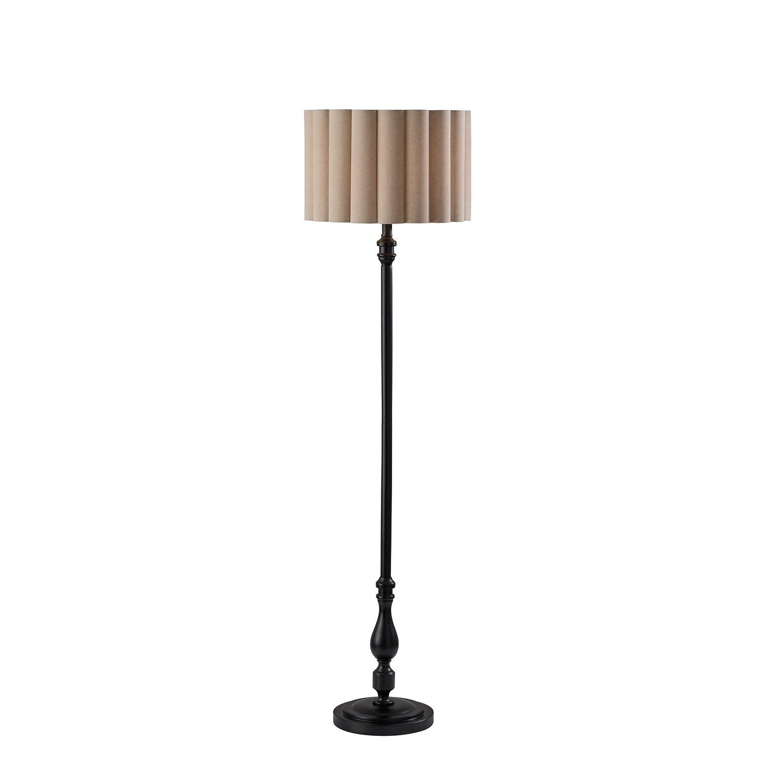 Adesso Claret 59.75H Black Floor Lamp with Off-White Fabric Shade (3274-01)