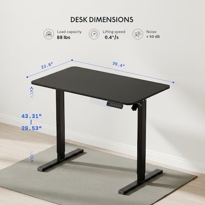 FlexiSpot FQ2 40"W Electric Rectangular Adjustable Standing Desk, Black (FQ2B-1060)