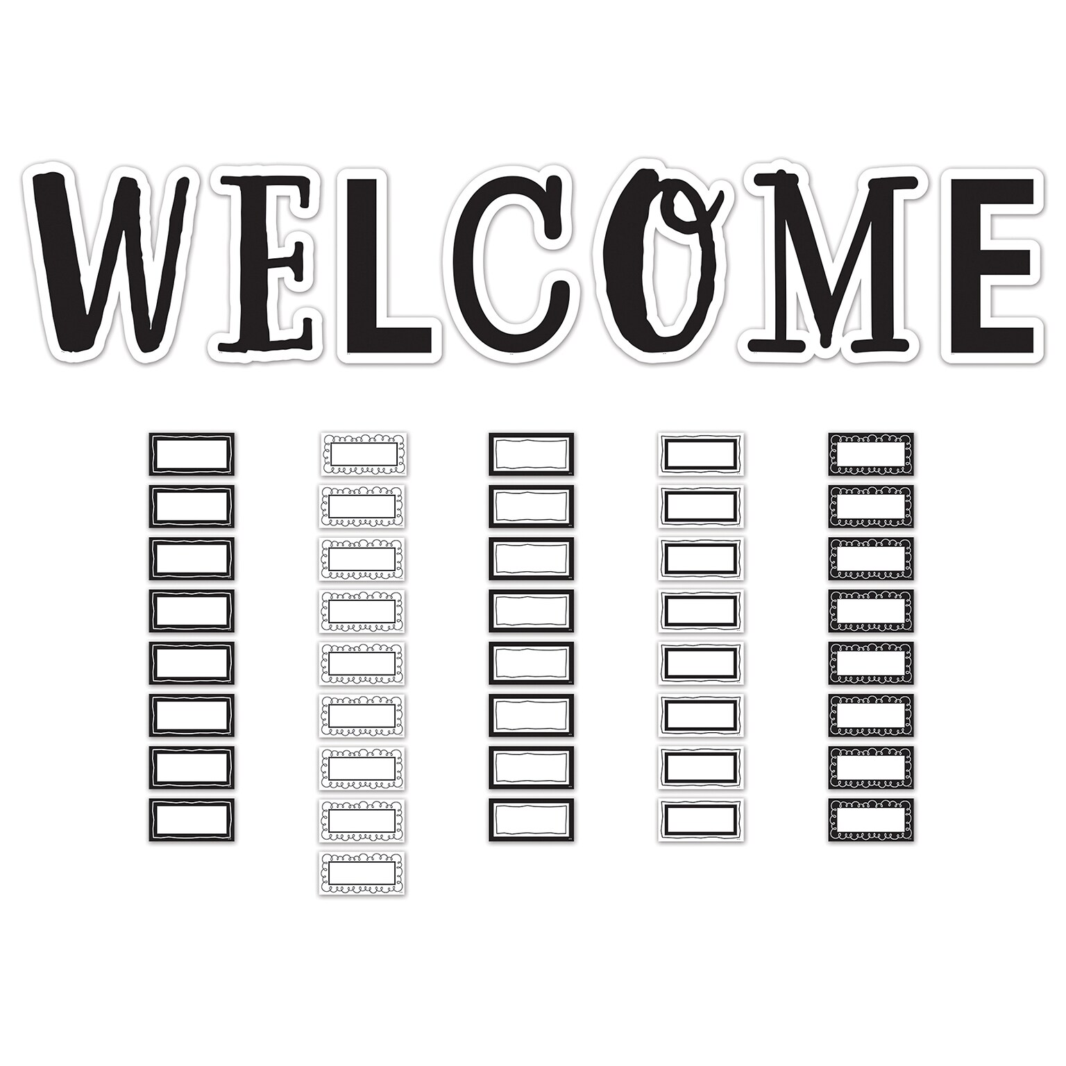 Teacher Created Resources Black and White Welcome Bulletin Board Set, 49/Set (TCR6805)