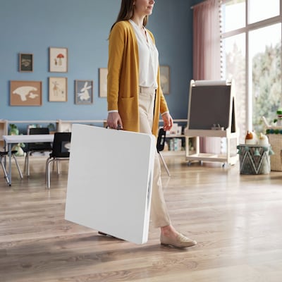 Flash Furniture Paige Rectangle Kid's Plastic Folding Table, 29"W x 60"D x 18.75"H, Granite White (RB3060FHKIDWH)