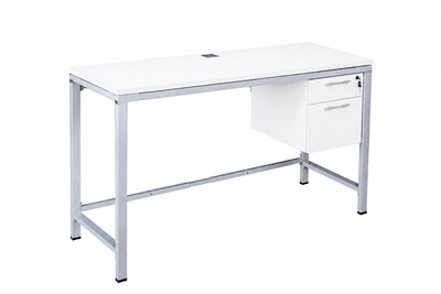 Boss Office Products Simple System 66W Desk with 1-Pedestal, White (SGSD032-102-WT)