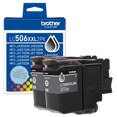 Brother LC506XXL Black Super High Yield Ink Cartridge, 2/Pack (LC506XXL2PKS)