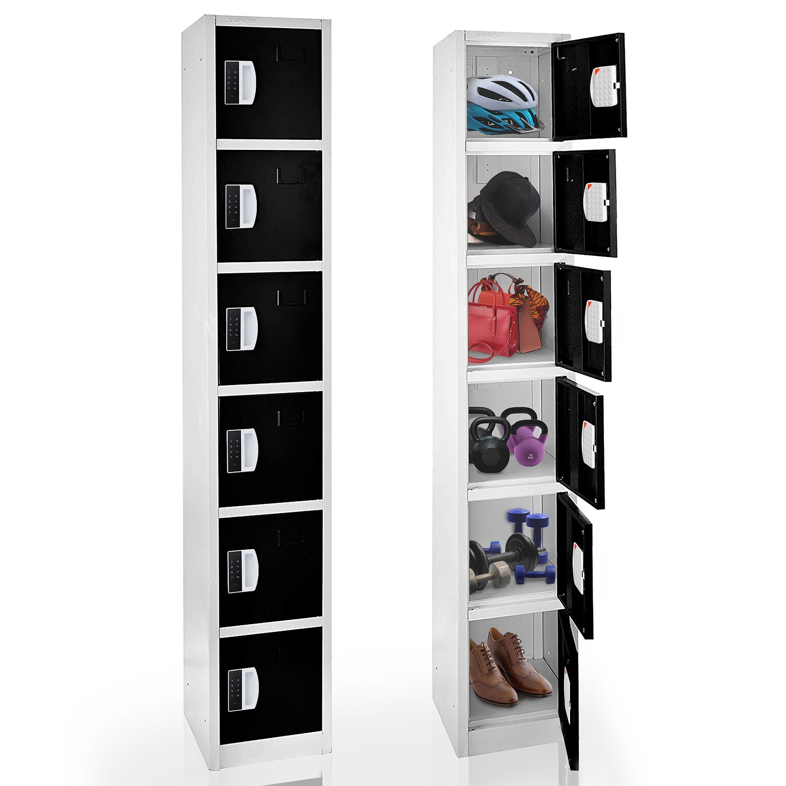 AdirOffice 72H 6-Tier Black Storage Locker (ADI629-206-BLK-DL)