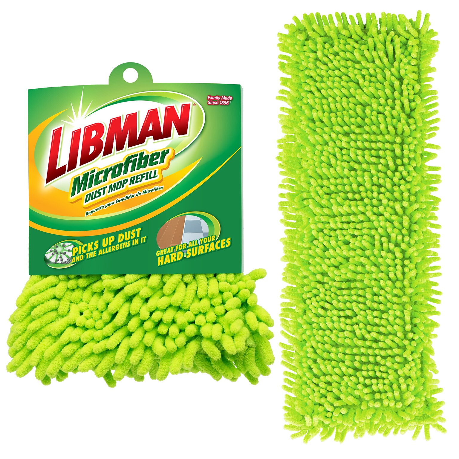 Libman QuickGlide Microfiber 15.5 Dust Mop Pad, Green, 6/Carton (196)