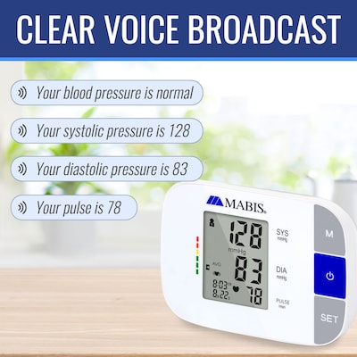 Mabis Talking Digital Arm Blood Pressure Monitor, White, 24/Carton (04-650-001CA)