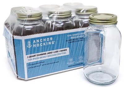 Anchor Hocking 6PK 1 Quart Canning Jars