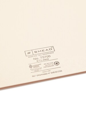 Smead Recycled Heavy Duty Reinforced File Jacket, Letter Size, Manila, 100/Box (75700)