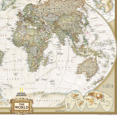 National Geographic World Executive Map, Enlarged and Laminated, 73" x 48" (NGMRE00622088)