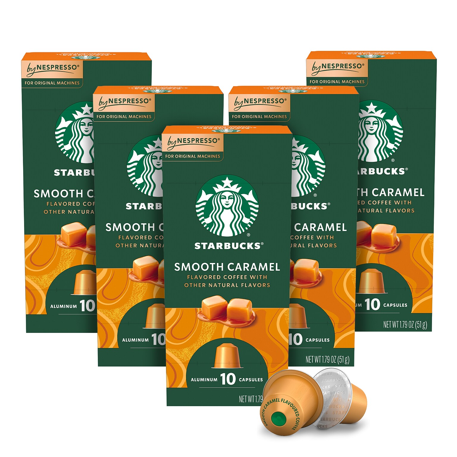 Starbucks Smooth Caramel Coffee Nespresso Original Capsules, Light Roast, 50/Box (135896)