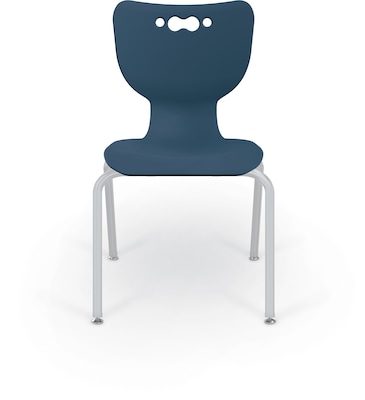 MooreCo 18" Hierarchy Student Chair with 4 Legs, Navy/Platinum Base (703673561969)