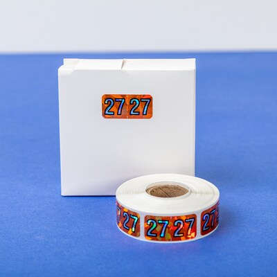 Medical Arts Press Holographic 2027 Year Labels, 3/4" x 1-1/2", Orange, 500/Roll