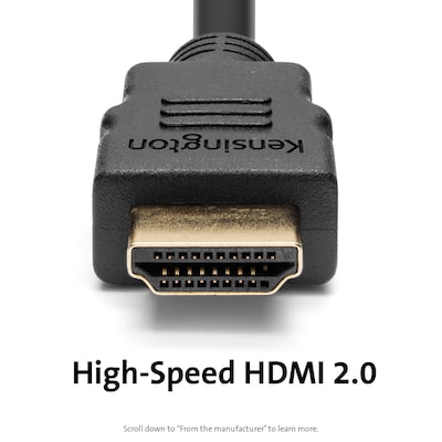 Kensington High-Speed 6 ft. HDMI to HDMI Audio/Video Cable, Male to Male, Black (K33020WW) (K33020WW)