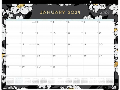 2024 Monthly Desk Pad Calendar  22x17  Blue Sky  Baccara Dark