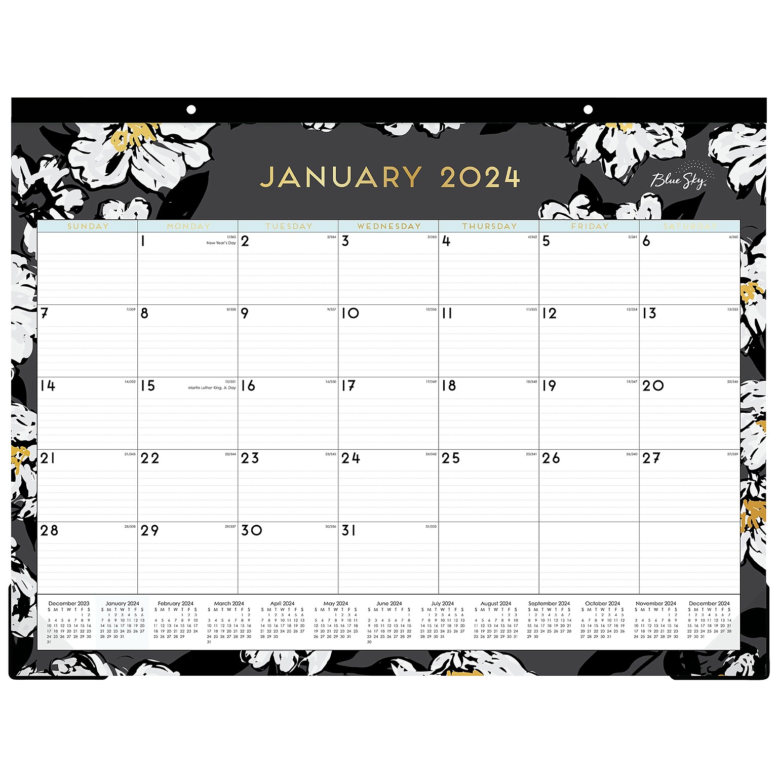 2024 Blue Sky Baccara Dark 22" x 17" Monthly Desk Pad Calendar (110215