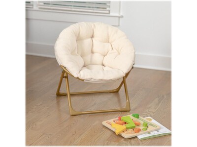 Flash Furniture Gwen Faux Fur Kids' Folding Saucer Chair, Ivory (FV-FMC-030-IV-SGD-GG)