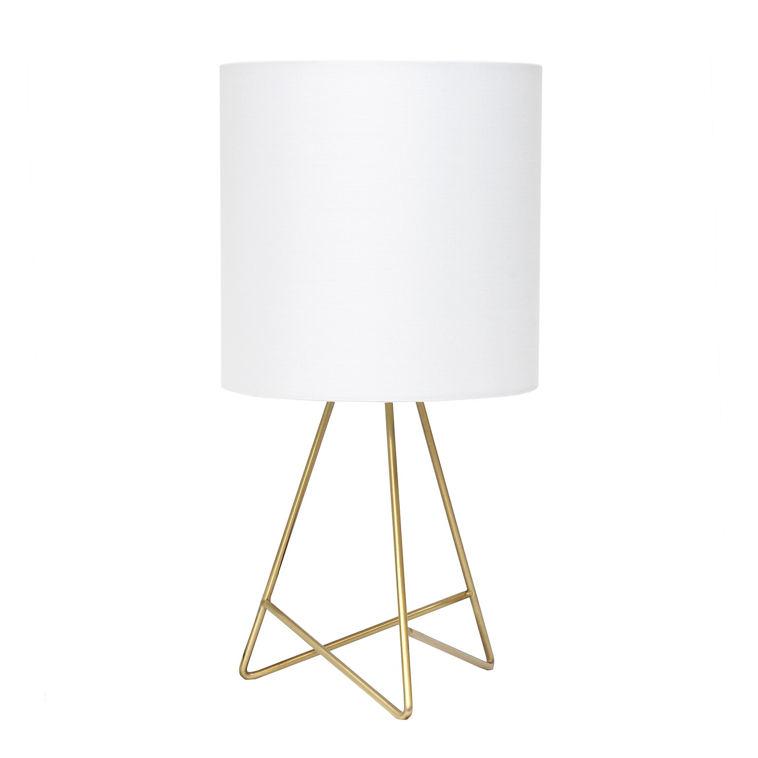 Simple Designs Down to the Wire Table Lamp Fabric Shade, Gold with White Shade (LT2066-GDW)