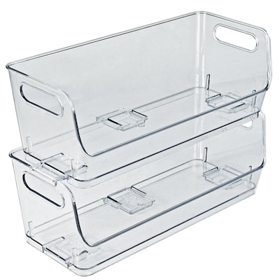 Azar Small Stackable Plastic Narrow Pantry Storage Bin, 4.37" x 12.87"x 4.5", Clear, 4/Pack (556754-4PK)