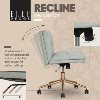 Elle Decor Ariana Armless Ergonomic Fabric Swivel Computer and Desk Chair, Mint Blue (60121-MBLU)
