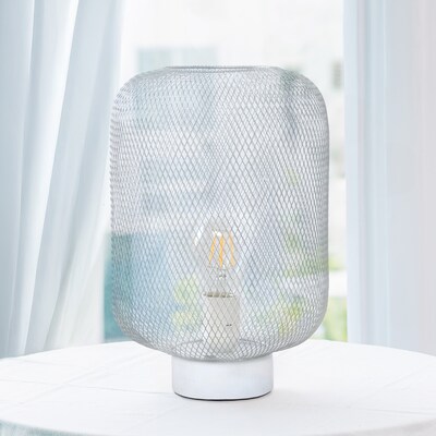 Creekwood Home Mesh Wire 11.8" LED Table Lamp, White (CWT-1002-WH)