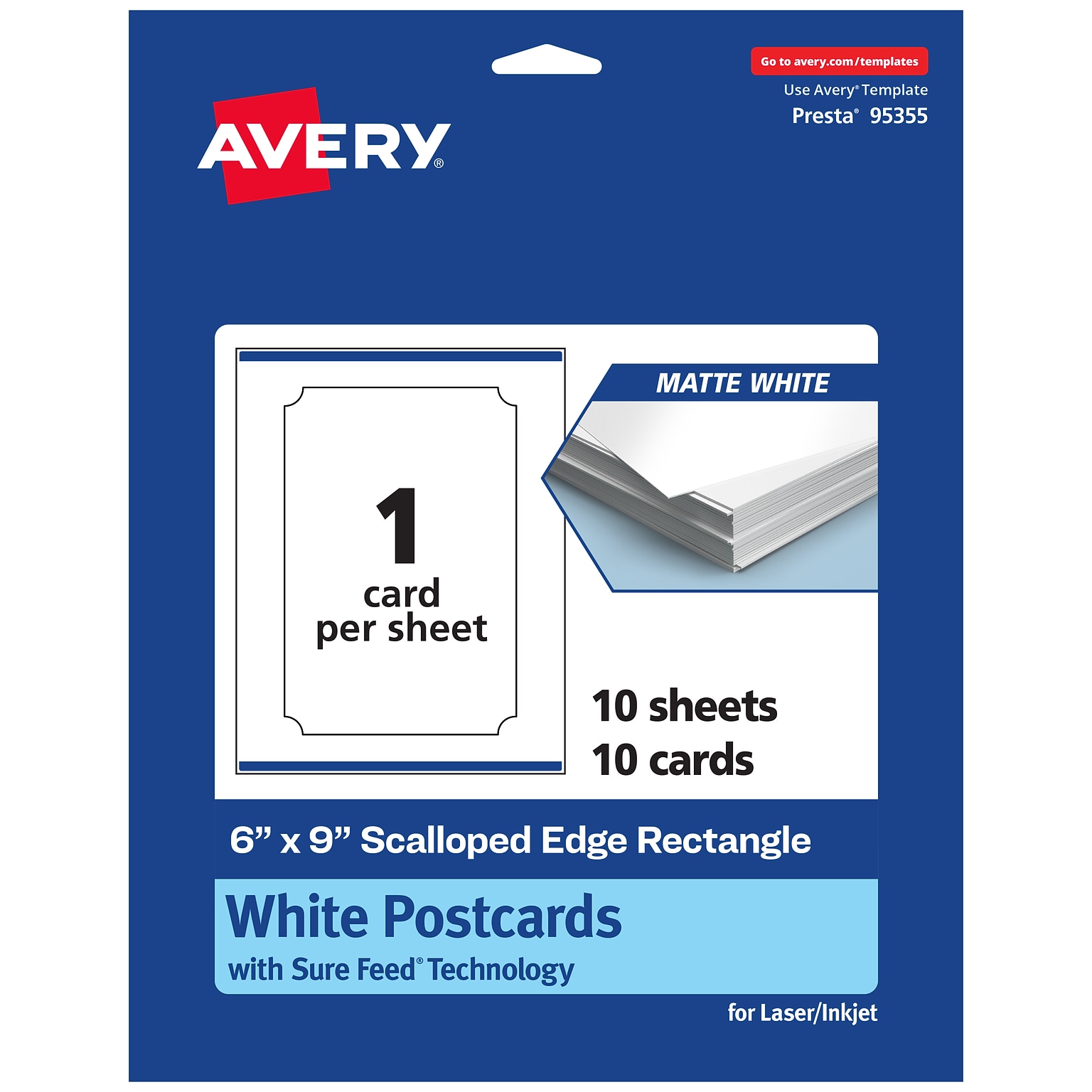 Avery Matte General Use Blank Cards, White, 10/Pack (95355)