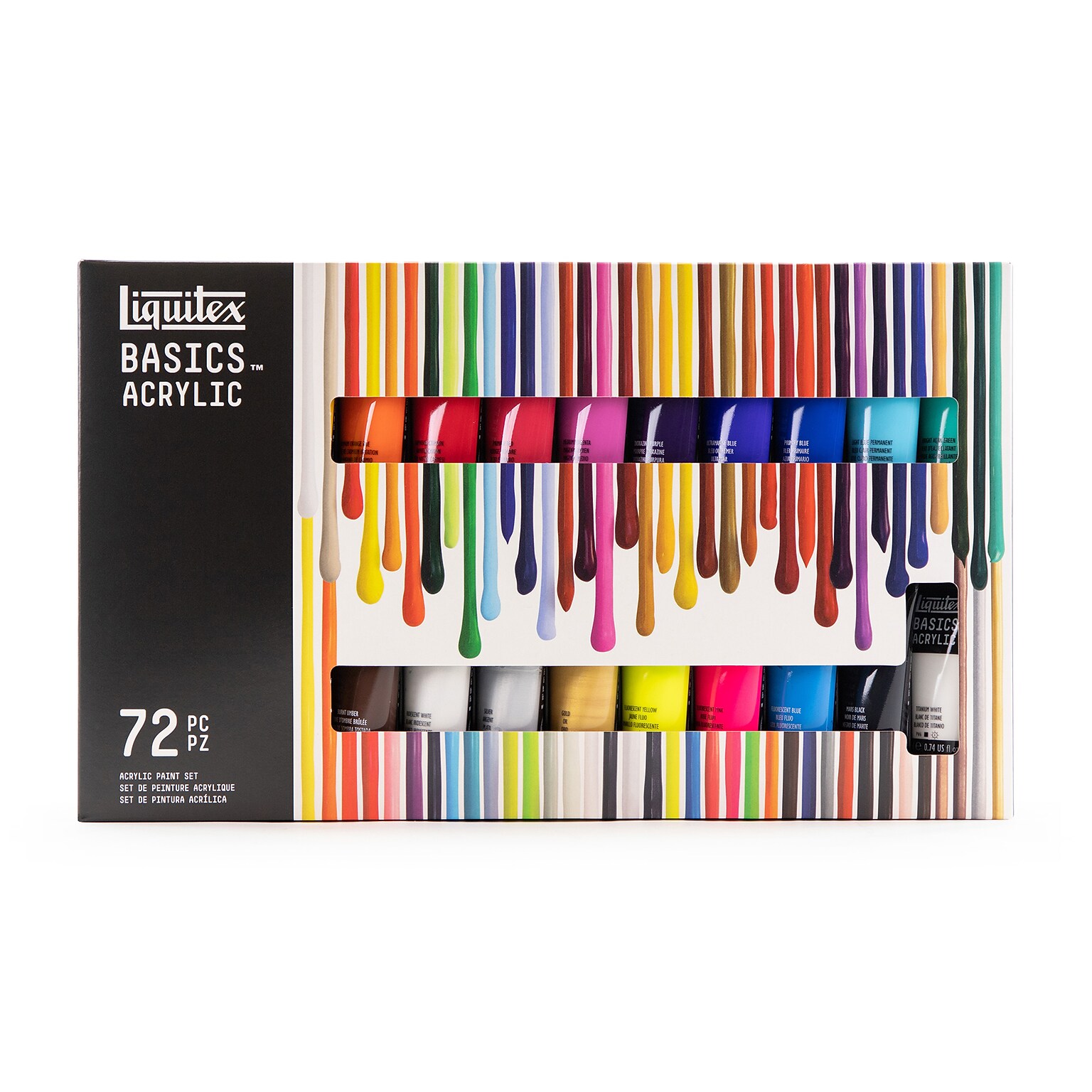 Liquitex BASICS Acrylic Paint Tube, Assorted Colors, 22 mL, 72/Pack (LIQ3699347)