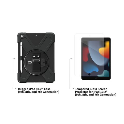 CODi iPad Essentials Bundle: Rugged Case 10.2 Case (9th/ 8th/7th Gen) + Screen Protector, Black (TK0000010)