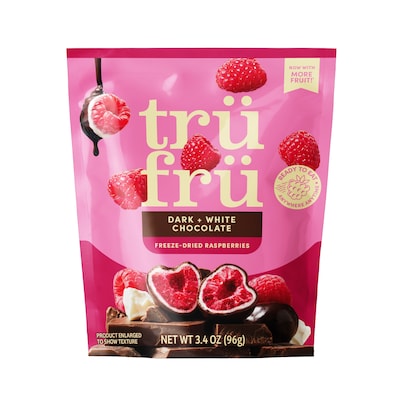 TruFru Freeze-Dried Raspberries in Dark and White Chocolate, 3.4 oz., 6/Carton (10300457)