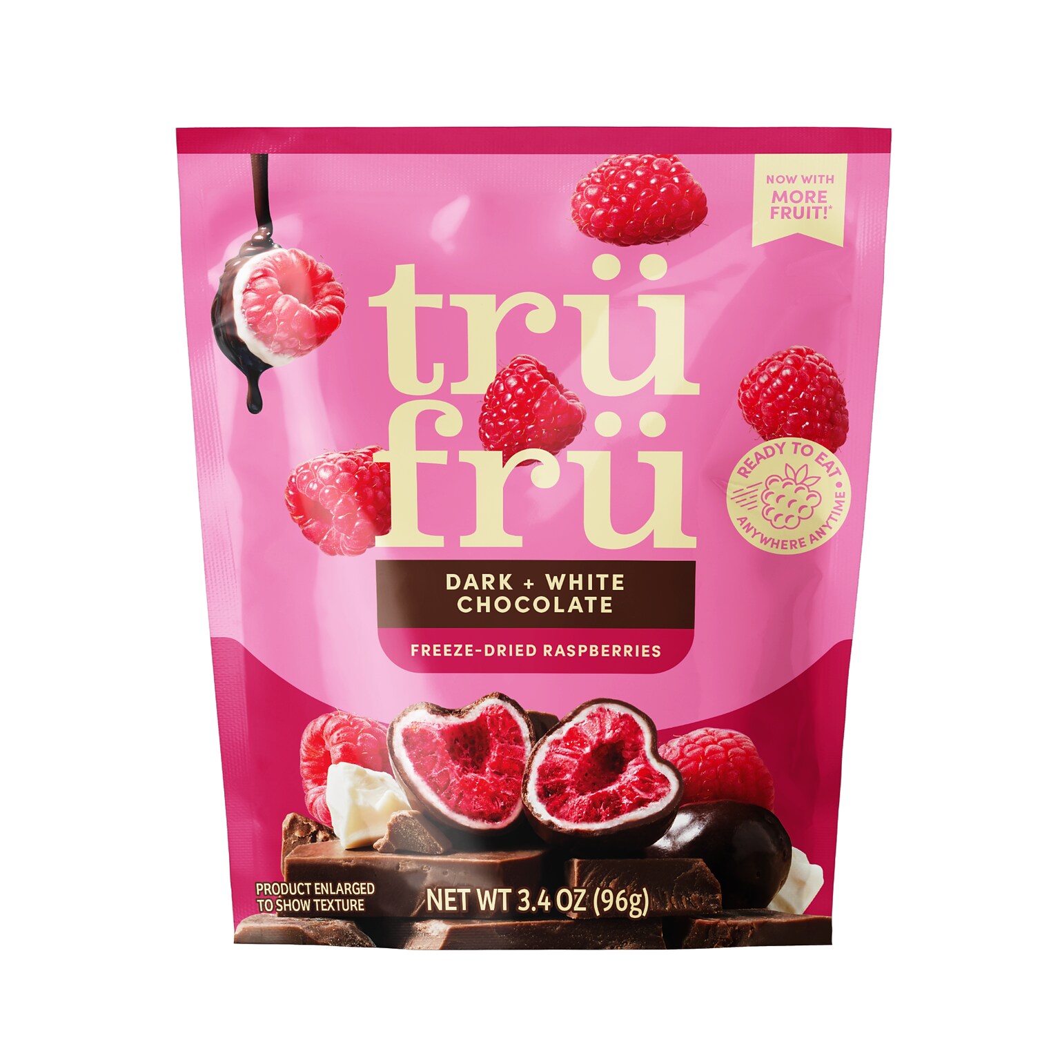 TruFru Freeze-Dried Raspberries in Dark and White Chocolate, 3.4 oz., 6/Carton (10300457)