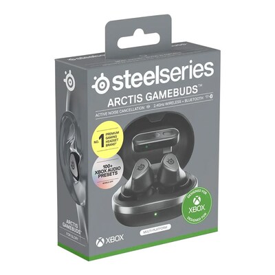 SteelSeries Arctis GameBuds Wireless Noise Canceling Earbuds, Bluetooth, Black (61707)